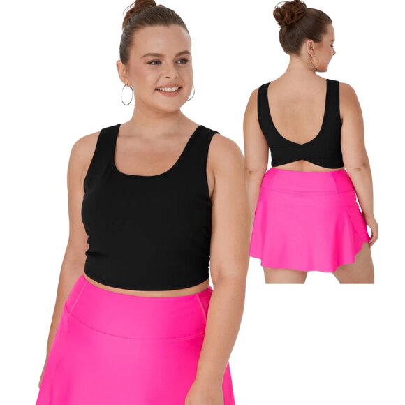 HALARA U Neck Crossover Back Black Yoga‎ Dance Tank 1XL NWT - Picture 1 of 10